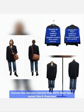 Comme Des Garcons Homme Plus 100% Wool Sport Jacket Size S-Oversized